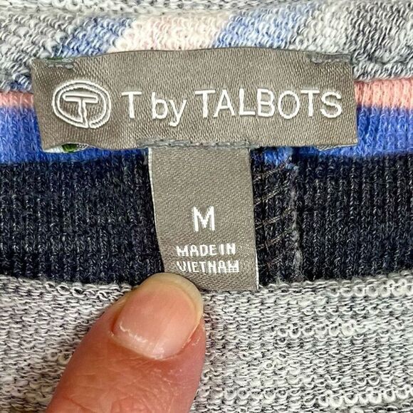 T by Talbots Women’s Stripes 3/4 Sleeve Button up Back Top Medium - Picture 6 of 11